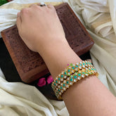 Kada Kundan Bangle -Turquoise Matt-G4854